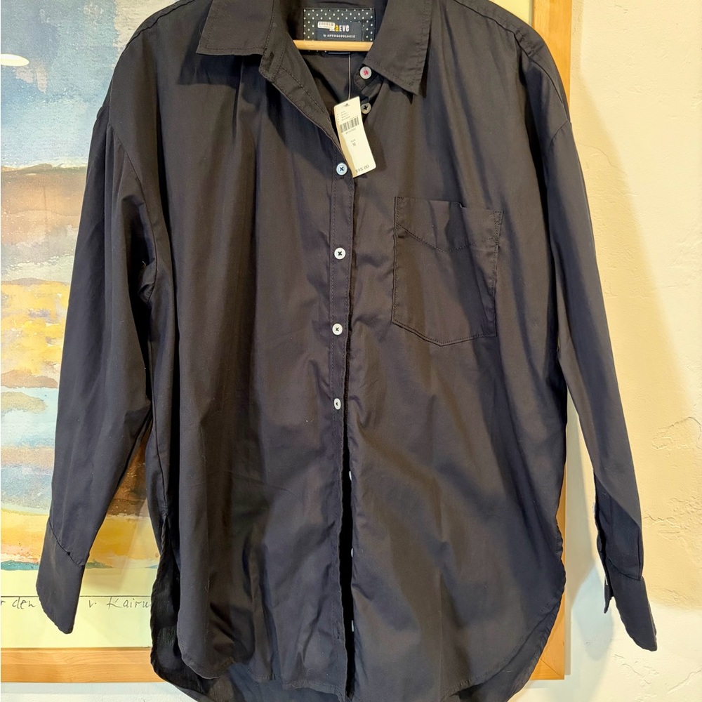 Anthropologie Black Button-Down Shirt - Picture 4 of 9
